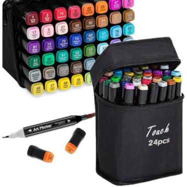 Imagem de Conjunto Estojo Caneta Canetinha Permanente Ponta Dupla Para Colorir bobbie goods com 24 Unidades Touch