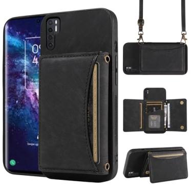 Imagem de Capa de telefone para TCL 20 Pro 5G capa carteira com alça de ombro transversal, suporte de couro para cartão de crédito bolso fino acessórios para celular bolsa flip para celular TCL20Pro G5 TLC