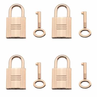 Imagem de Ruiwaer 4 peças de cadeado de gaveta de ouro organizador de joias antigas pequeno cadeado quadrado diário com trava