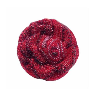 Imagem de DEBIMY Bolsa feminina de luxo 3D rosa flor clutch bolsa feminina de cristal completo festa diamante noite bolsa mini bolsa de casamento, Vermelho