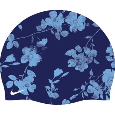 Imagem de Nike Touca de natação de silicone floral fino, azul-marinho
