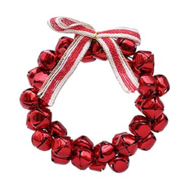 Imagem de predolo Guirlanda de sino de Natal, decoração, 4 polegadas, presente, acessório, guirlanda artificial, enfeite de parede para porta de entrada externa, Vermelho
