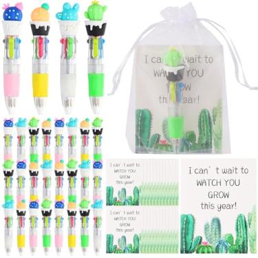 Imagem de 24 Set Back to School Gifts for Student Include 24 Cactus Plants 4-in-1 Pens, 24 Welcome Cards and 24 Organza Bags First Day of School Gift for Classroom Rewards from Teacher to Students Supplies