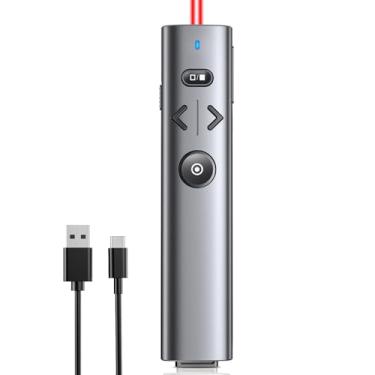 Imagem de Clicker de apresentação sem fio com ponteiro de luz vermelha, clicker para apresentações PowerPoint com controle de volume, apresentador de longo alcance recarregável para Google Slide Keynote PC