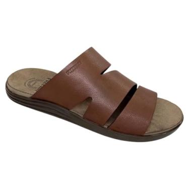 Imagem de Chinelo Slide Masculino Freeway Canastra 07 09 Macio Confortável Couro Dia a Dia Rústico