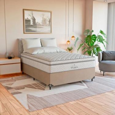 Imagem de Cama Box Casal Bege + Colchão Paris Molas Ensacadas Branco - eShop cas