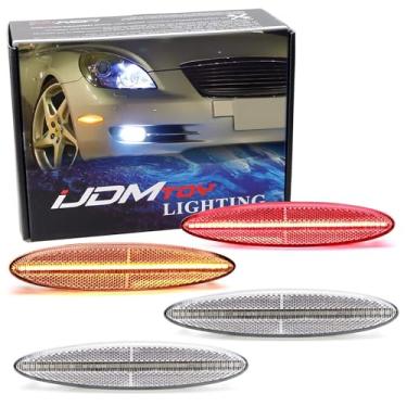 Imagem de iJDMTOY Kit De Luz Marcação Lateral Para Para-Choque Dianteiro/Traseiro Com Lente Semitransparente Âmbar/Vermelha Ijdmtoy, Compatível Lexus Sc430 2001-2010, Alimentado Por Led Total 180 Smd, Substit