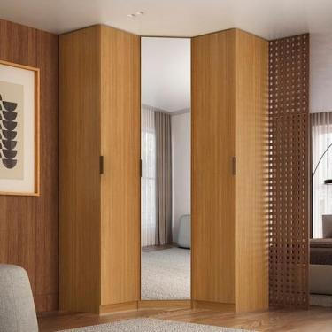 Imagem de Módulo Guarda-roupa de Canto Obliquo Espelho 3 Portas Mdf Clean Altezz