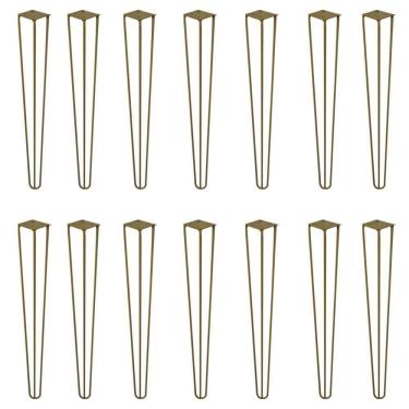 Imagem de Kit 14 Pés De Metal 60 Cm Mesa De Canto Aparador Dourado