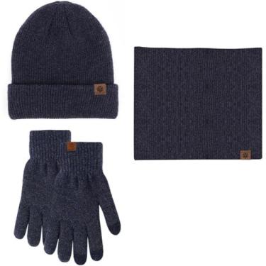 Imagem de Conjunto De Chapéu, Cachecol E Luvas 3 Em 1 Conjunto De Inverno Elástico Forro Engrossado Gorro De Malha Aquecedor De Pescoço Luvas De Tela Sensível Ao Toque, Light Grey, A