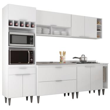 Imagem de Armário de Cozinha CP07 Com Pia 100cm Pérola Z34 Branco     - Mpozenato