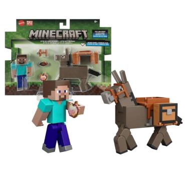 Imagem de Brinquedo Conjunto Minecraft Steve e Burro Com Itens Mattel