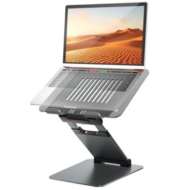 Imagem de Suporte para laptop sentado em pé, promove uma postura saudável, suporte ergonômico para computador, elevação ajustável de altura alta, reduz a dor no pescoço, compatível com MacBook Air Pro, todos os