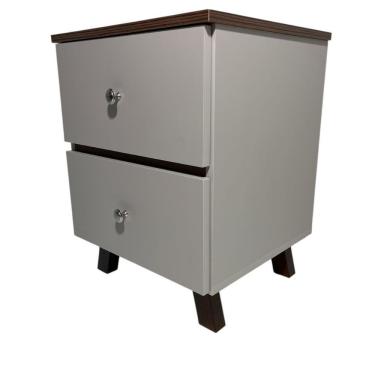 Imagem de Mesa De Cabeceira Em Mdf Com Duas Gavetas Palmas/pau Ferro