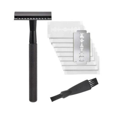 Imagem de Navalha De Segurança Masculina Com Cabo De Latão E 5 Lâminas De Borda 