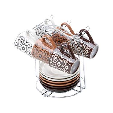 Imagem de CJ 6 XÍCARAS PORCELANA P/CAFÉ C/PIRES C/SUPORTE EUPHORIA 90ml