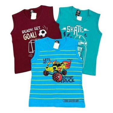Imagem de Kit 3 Peças Camiseta Regata Infantil 1 Ao 8 Menino Promoçã - Maximus, 