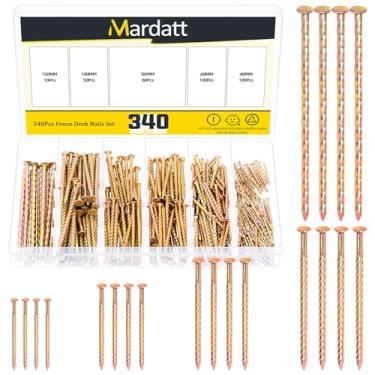 Imagem de Mardatt 200 peças de pregos de cerca, 40/60/80/100/150 mm de aço carbono dourado zincado haste espiral deck kit de pontas para reparo de chão de casa parede marcenaria