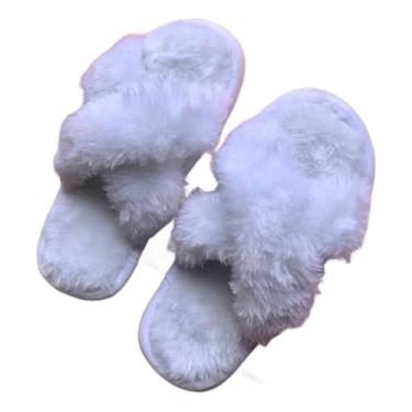 Imagem de Pantufa Feminina Tipo Chinelo para Quarto – Solado Macio (Branco, BR, Adulto, Faixa Numérico, 43, 44)