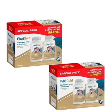 Imagem de FlexiGold Kit Colágeno Tipo II com Vitaminas, 2 Frascos de 30 Cápsulas, Suplemento Alimentar