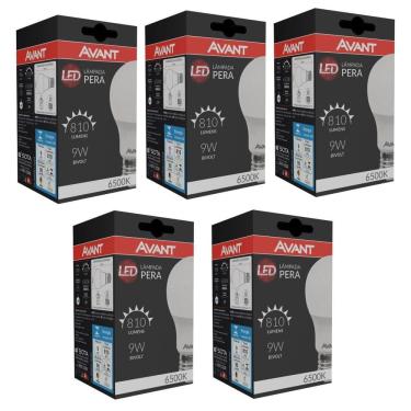Imagem de Lâmpada Led 9w A60 E27 6500k Branca Avant - Kit 5 Unid.