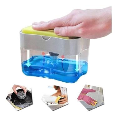 Imagem de Dispenser Sabão 2X1 Detergente Suporte Porta Bucha Esponja