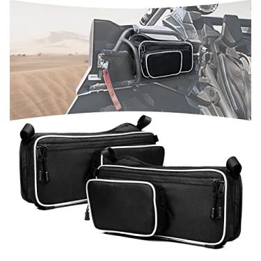 Imagem de Bolsa de porta traseira para Can Am Maverick X3 Max Turbo R 2017-2020, resistente ao desgaste Lupar 1680D bolsa de armazenamento lateral do passageiro e motorista 1680D, branca