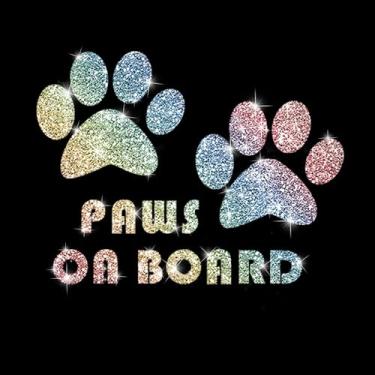 Imagem de Adesivo decalque com glitter de PVC com estampa de pata de cachorro cintilante para carros, laptops, caminhões, motocicletas, parede, janela, bagagem, capa de arranhão, porta, multisuperfície