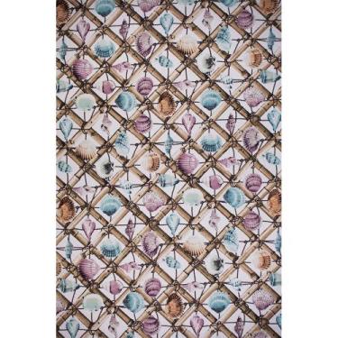 Imagem de Tecido Jacquard Estampado Conchas Fundo Off White - 1,40m de Largura