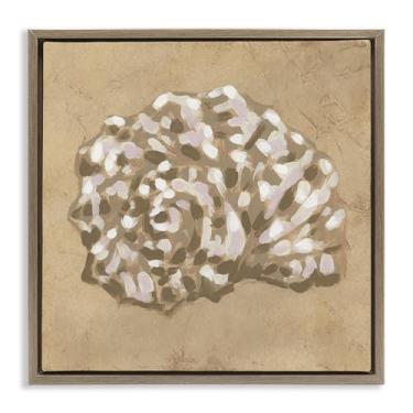 Imagem de Stupell Industries Design de arte de parede em tela flutuante marrom com concha em tom terroso por June Erica Vess, 25 x 25