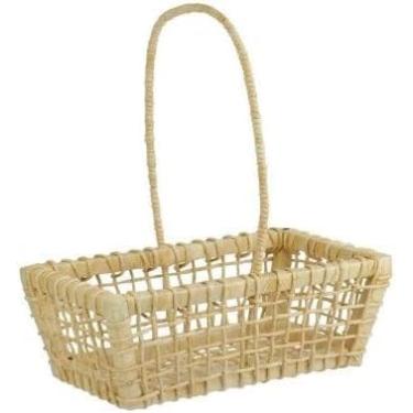 Imagem de Cesta Artesanal de Palha Retangular Alça Resistente