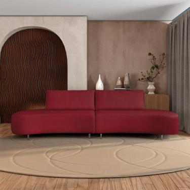 Imagem de Sofá Bipartido Sala de Estar Jamaica 320cm Curvo Pés Alumínio Veludo B