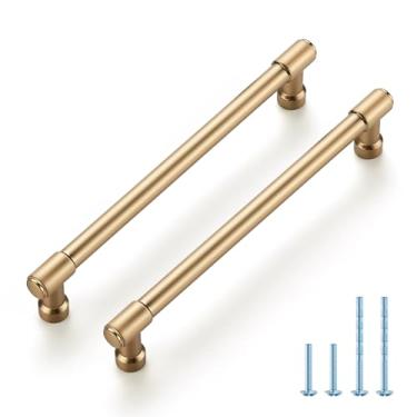 Imagem de JOY DECOR Pacote com 20 puxadores modernos de armário de bronze champanhe de 16 a 1/4 polegadas, puxadores modernos para gavetas, ferragens de armário de cozinha para maçanetas de porta de armário