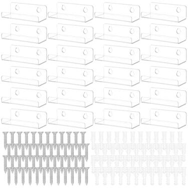 Imagem de CIATBYYJ Pacote com 24 prateleiras para discos de vinil, suporte de disco de vinil acrílico de 10 cm, prateleiras de parede transparentes para paredes, capas de álbuns, CDs, livros, fotos