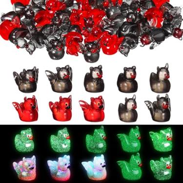 Imagem de Jetec 60 Pcs Mixed Styles Halloween Mini Luminous Figures Glow in Dark Tiny Resin Figure Set Fairy House Diorama Accessories Pumpkin Ghost Duck Skull Ornament for Dollhouse Craft DIY(Demon Duck)
