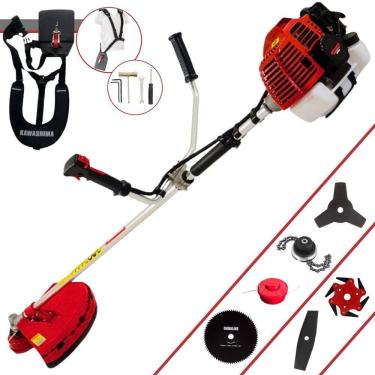 Imagem de Roçadeira Cortador de Grama Kawashima KW52L À Gasolina 2T 52cc 2,5HP 6 Opções de Corte Com Facas 2 Pontas, 3 Pontas, 6 Pontas, 80 Dentes e Trimmer