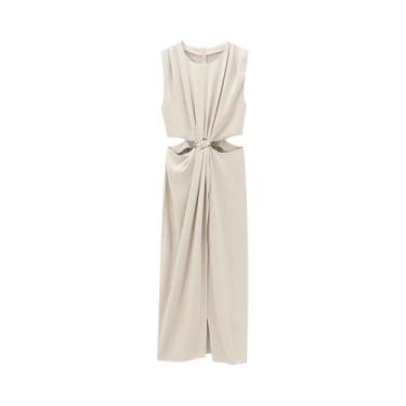 Imagem de Vestido Longo Sem Mangas Feminino Outono Inverno Moda Temperamento Des