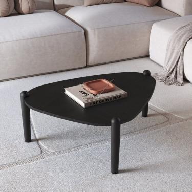 Imagem de Mesa de Centro Orgânica Pé Madeira Complementos Preto