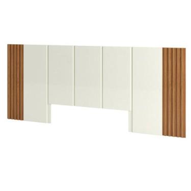 Imagem de Cabeceira Queen 300cm Ripada Off White/Freijó - Dalla Costa