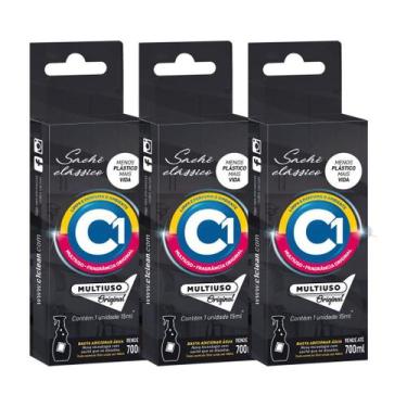 Imagem de Kit Multiuso Limpeza 3 Sachês Perfumados Rende 2,1L Original - C1 Clea