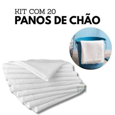 Imagem de Kit com Até 20 Panos De Chão Branco Algodão 70x 45cm Grande Grosso Dup