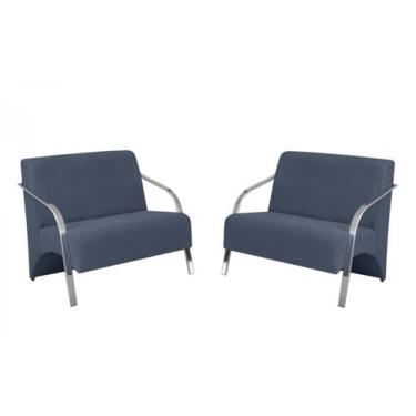 Imagem de Kit 2 Poltronas Namoradeira 2 Lugares Vênus Braço Alumínio D Salla Sue