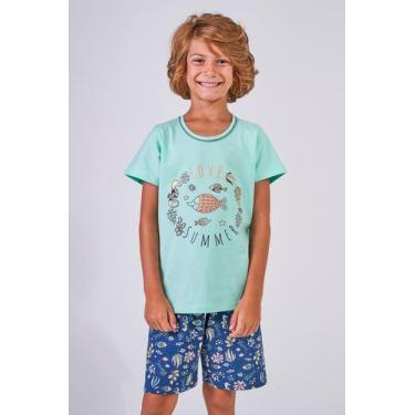 Imagem de Pijama Infantil Algodão Fundo Do Mar - Praqnome, Verde, 06