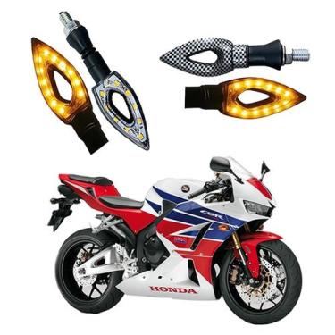 Imagem de Kit 4 Setas Esportivas Led P01C Carbono Modelo Flecha vazado Moto CBR 