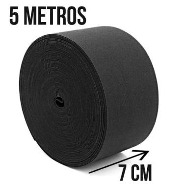 Imagem de Elástico Reforçado Preto Largura de 07 cm  70mm com 5 metros  - ARADES