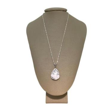 Imagem de Colar Cadeado Prata 925 Howlita Gota - Ponte Vecchio Joias