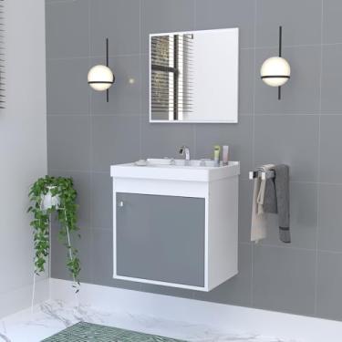 Imagem de Kit Gabinete Armario para Banheiro 100% MDF com Cuba - Veneto Branco 40cm (GIANDUIA)