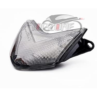 Imagem de Topzone Lighting Lanterna traseira de LED para motocicleta com lentes fumadas, luz traseira de freio com indicadores de luz de seta integrados para Kawasaki 2005-2006 NINJA ZX-6R/636, 2006-2007 ZX-10R