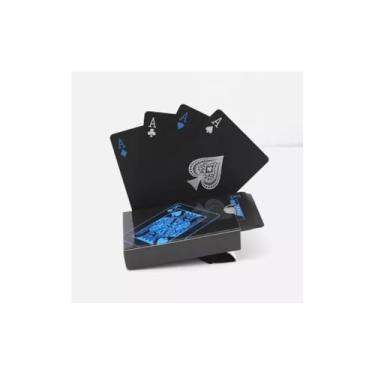 Imagem de Baralho Preto à Prova D'água para Poker e Mágica