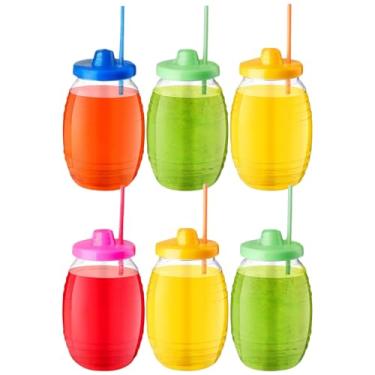 Imagem de Dulces Tortugita Mexican Style 16 oz Mini Plastic Barrel with Straw and Lid Traditional Vitroleros in Assorted Colors (16oz (6 Pack Brand
